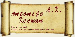 Antonije Kecman vizit kartica